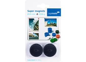 Magneet Legamaster 35mm super 2500gr zwart 2 stuks