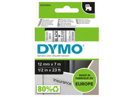 Labeltape Dymo LabelManager D1 polyester 12mm zwart op transparant
