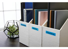 Labeltape Dymo LabelManager D1 polyester 12mm zwart op blauw