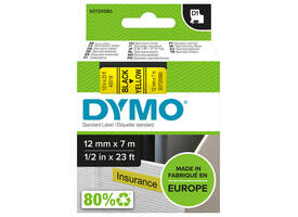 Labeltape Dymo LabelManager D1 polyester 12mm zwart op geel