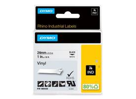 Labeltape Dymo Rhino industrieel vinyl 24mm zwart op wit