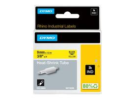 Labeltape Dymo Rhino industrieel krimpkous 9mm zwart op geel