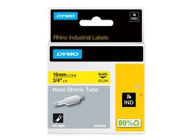 Labeltape Dymo Rhino industrieel krimpkous 19mm zwart op geel