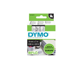 Labeltape Dymo LabelManager D1 polyester 9mm zwart op transparant