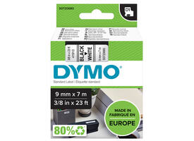 Labeltape Dymo LabelManager D1 polyester 9mm zwart op wit