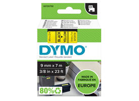 Labeltape Dymo LabelManager D1 polyester 9mm zwart op geel