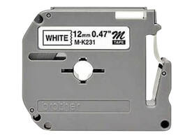 Labeltape Brother P-touch M-K231 ongelamineerd 12mm zwart op wit