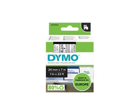 Labeltape Dymo LabelManager D1 polyester 24mm zwart op transparant