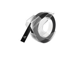 Reliëftape Dymo embossing plastic 9mm wit op zwart