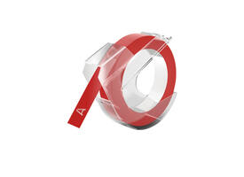 Reliëftape Dymo embossing vinyl 9mm wit op rood