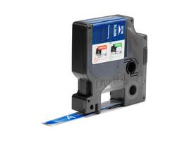 Labeltape Dymo Rhino industrieel vinyl 12mm wit op blauw
