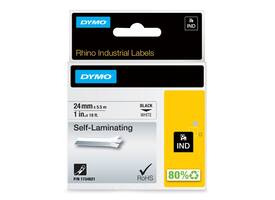 Labeltape Dymo Rhino industrieel zelflaminerend 24mm zwart op wit