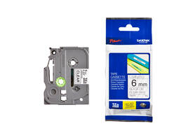Labeltape Brother P-touch TZe-111 standaard 6mm zwart op transparant