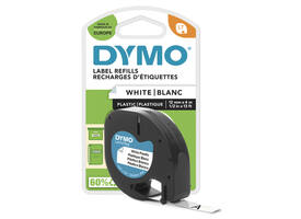 Labeltape Dymo LetraTag plastic 12mm zwart op wit