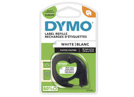 Labeltape Dymo LetraTag papier 12mm zwart op wit