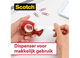 Plakband Scotch Crystal 600 19mmx7.5m transparant 2+1 gratis + handdispenser