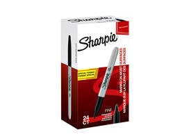Viltstift Sharpie rond fijn zwart valuepack à 20 + 4 stuks gratis