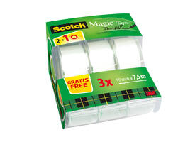 Plakband Scotch Magic 810 19mmx7.5m onzichtbaar mat 2+1 gratis + handdispenser