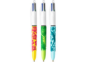 Balpen Bic 4kleuren velours medium assorti