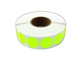 Etiket 25x25mm rond fluor geel permanent K45, 2000rol