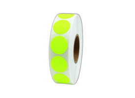 Etiket 25x25mm rond fluor geel permanent K45, 2000rol