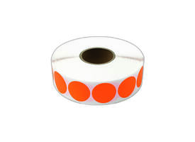 Etiket 25x25mm rond fluor oranje permanent K45, 2000rol