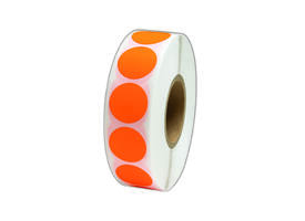 Etiket 25x25mm rond fluor oranje permanent K45, 2000rol