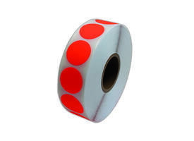 Etiket 25x25mm rond fluor rood permanent K45, 2000rol