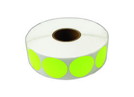 Etiket 35x35mm rond fluor geel permanent k45, 2000rl
