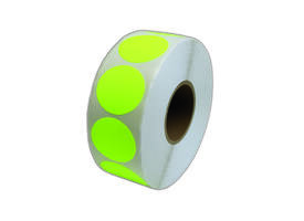 Etiket 35x35mm rond fluor geel permanent k45, 2000rl