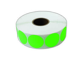 Etiket 35x35mm rond fluor groen permanent k45, 2000rl