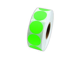 Etiket 35x35mm rond fluor groen permanent k45, 2000rl