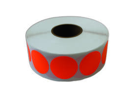 Etiket 35x35mm rond fluor oranje permanent k45, 2000rl