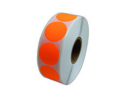 Etiket 35x35mm rond fluor oranje permanent k45, 2000rl
