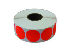 Etiket 35x35mm rond fluor rood permanent k45, 2000rl