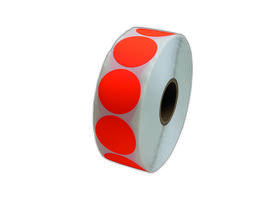 Etiket 35x35mm rond fluor rood permanent k45, 2000rl