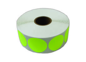 Etiket 50x50mm rond fluor geel premanent K45, 2000rol