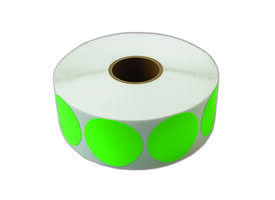 Etiket 50x50mm rond fluor groen premanent K45, 2000rol