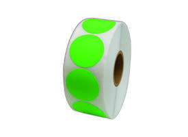 Etiket 50x50mm rond fluor groen premanent K45, 2000rol