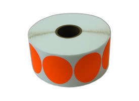 Etiket 50x50mm rond fluor oranje premanent K45, 2000rol