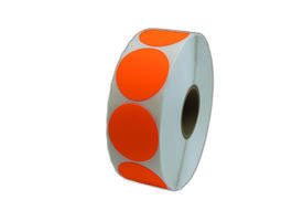 Etiket 50x50mm rond fluor oranje premanent K45, 2000rol