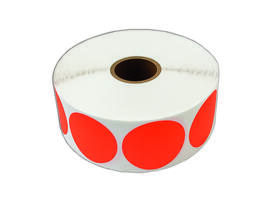 Etiket 50x50mm rond fluor rood premanent K45, 2000rol