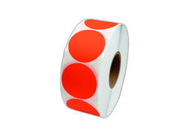 Etiket 50x50mm rond fluor rood premanent K45, 2000rol