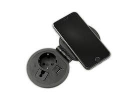 Inbouw powerbox 80mm rond met wireless charger