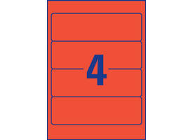 Rugetiket Avery breed 61x192mm zelfklevend rood