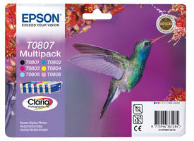 Inktcartridge Epson T0807 zwart + 5 kleuren