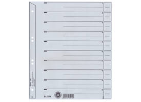 Scheidingsbladen Leitz A4 karton 200gr 6-gaats grijs 100 stuks