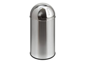 Afvalbak Pushcan met pushdeksel 40liter zilver