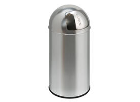 Afvalbak Pushcan met pushdeksel 40liter mat RVS