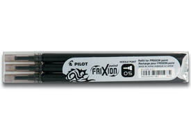 Rollerpenvulling PILOT friXion fijn zwart set à 3 stuks